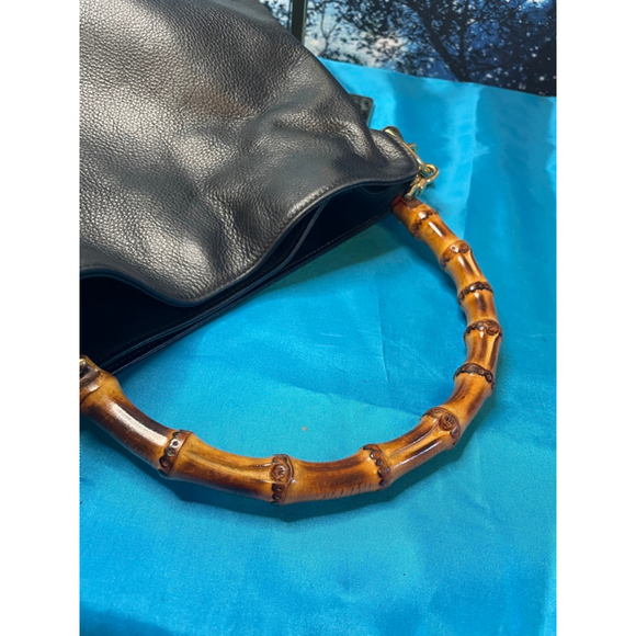 Women's Gucci Black Leather Bamboo Handle Shoulder Bag COA Provided Excel Cond - Picture 7 of 16